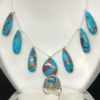 “”Silver Ring with Necklace, Mix Natural Stone With Feroza Stone”
